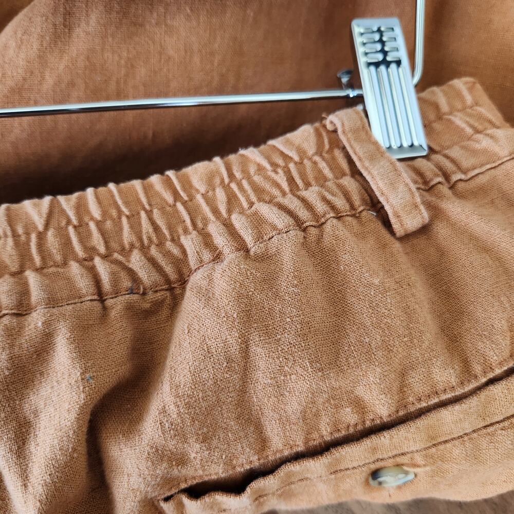 Vintage 90s Rust Orange Linen High Waisted Pleated Mom Shorts Rafaella S - Picture 8 of 11